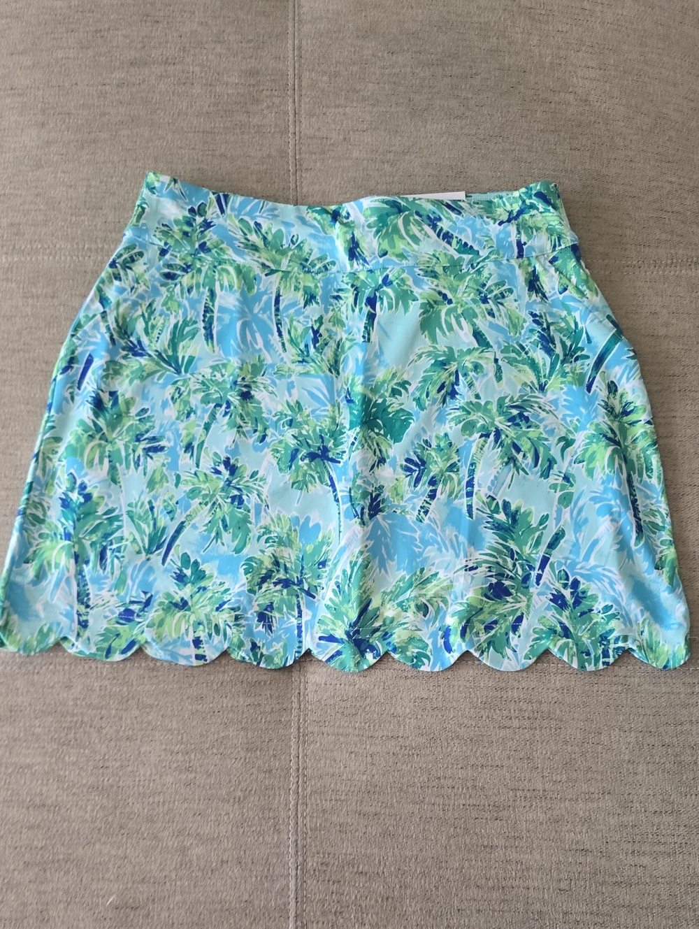 Coral Bay Tropical Palm Print Mini Skirt in Aqua, Seafoam & Navy
